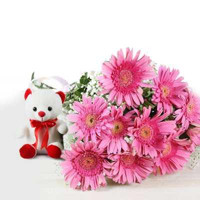 Bouquet and Soft Toy Combo