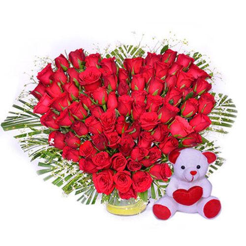 Red Rose Heart and Teddy
