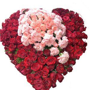 Rose and Carnation Heart Flower