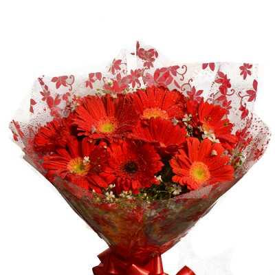 Red Gerbera Flower Bouquet