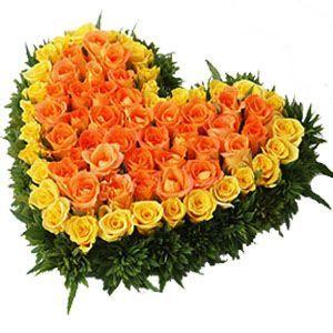 Orange Yellow Rose Heart Flower
